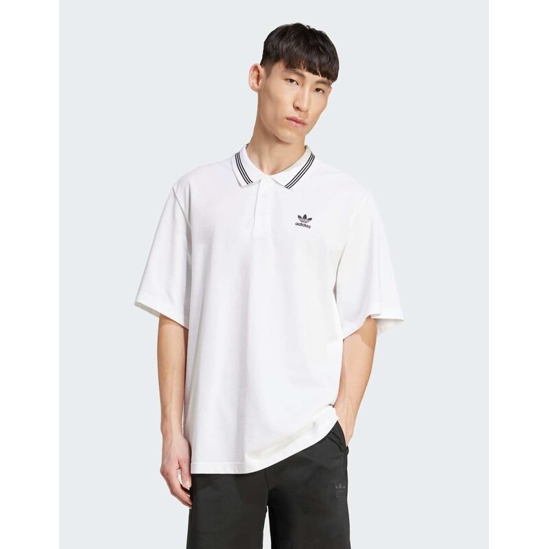 adidas Originals Adidas adicolor loose polo in white / black 115498912