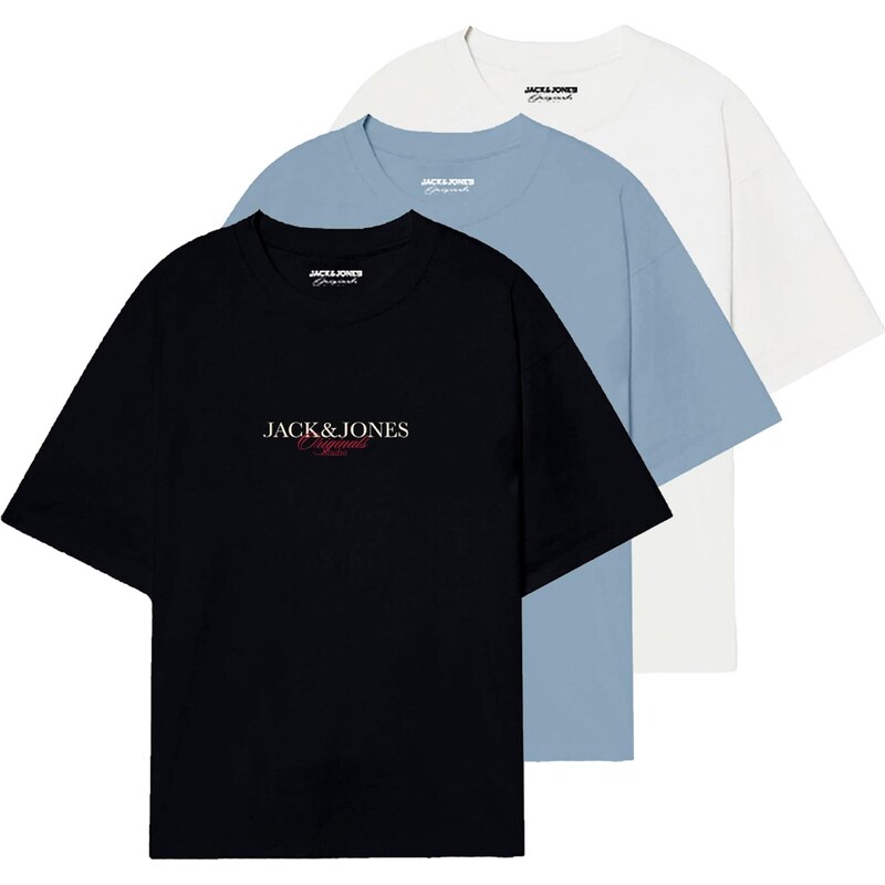 JACK & JONES Tričko JORBillyburg světlemodrá / karmínově červené