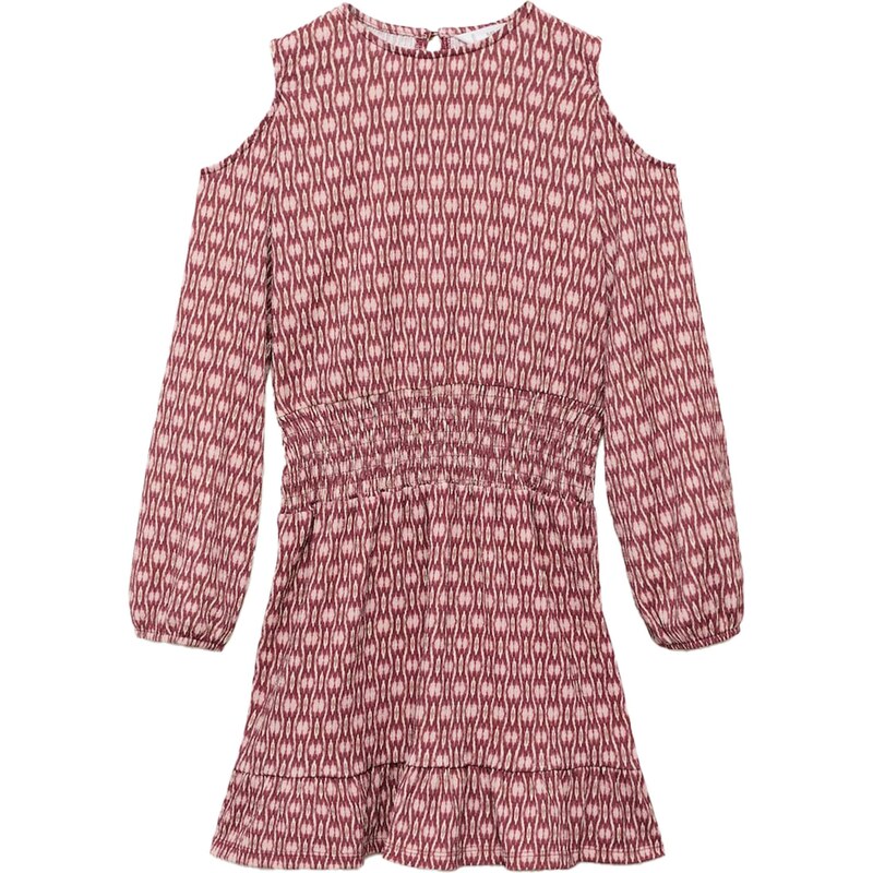 MANGO KIDS Šaty Greenc světle hnědá / červená třešeň / bílá