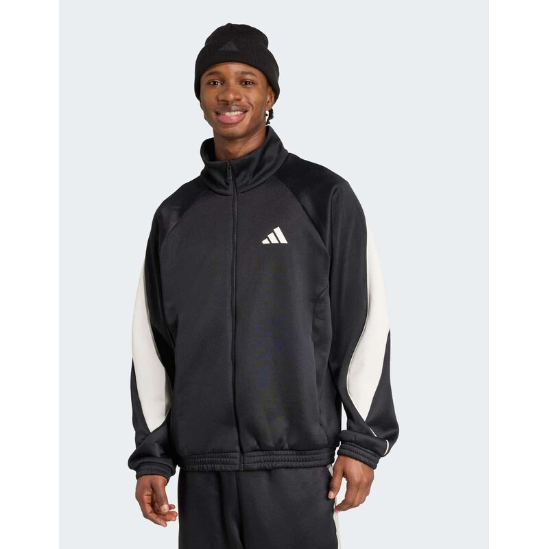 adidas performance Stadium tracktop in black / off white