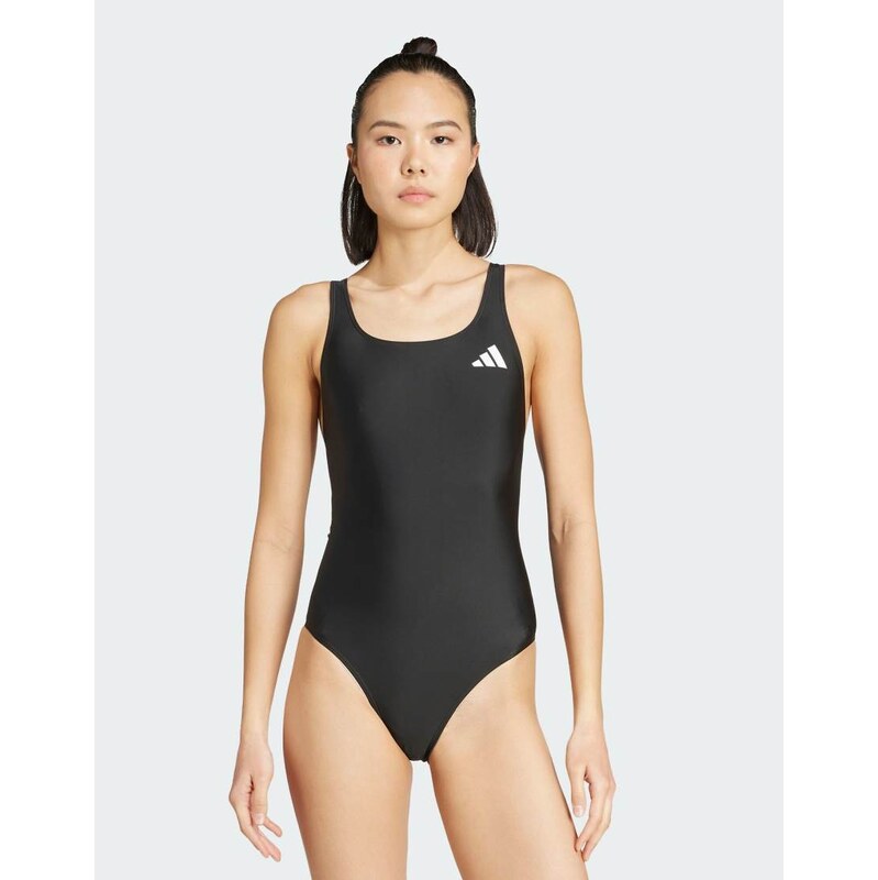 adidas performance V-back swimsuit in black 115504134