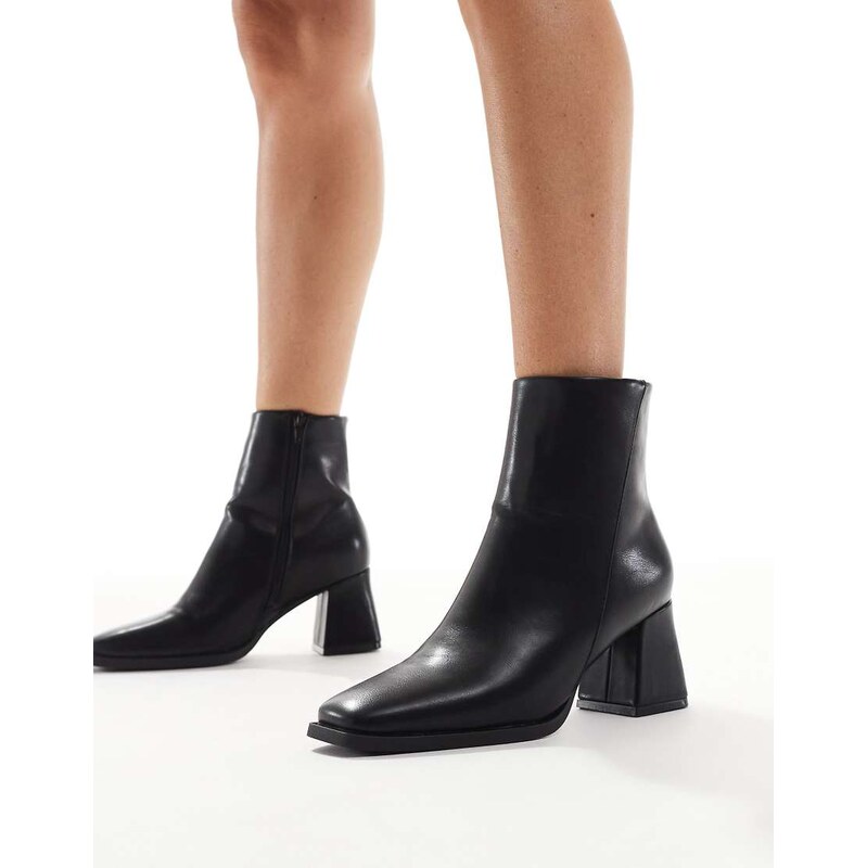 SEQWL block heeled mid ankle boots in black