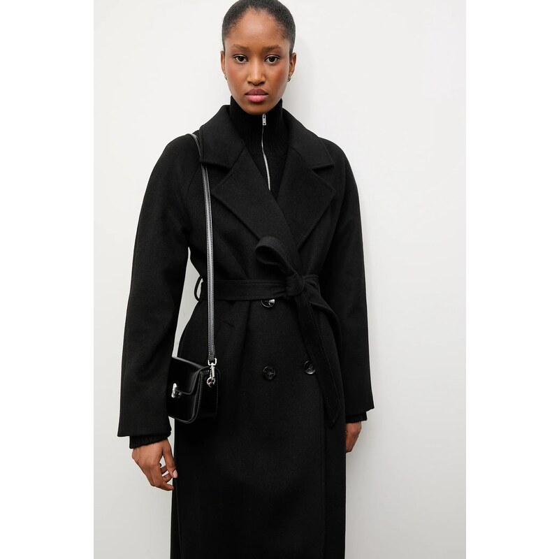 Vlněný kabát Answear.LAB černá barva, přechodný, dvouřadový