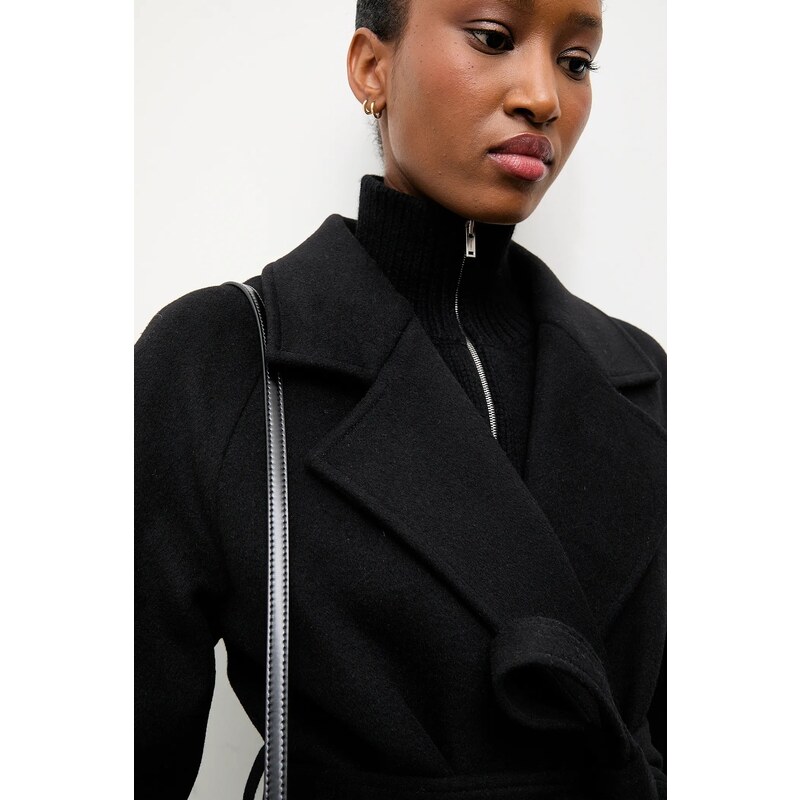 Vlněný kabát Answear.LAB černá barva, přechodný, dvouřadový