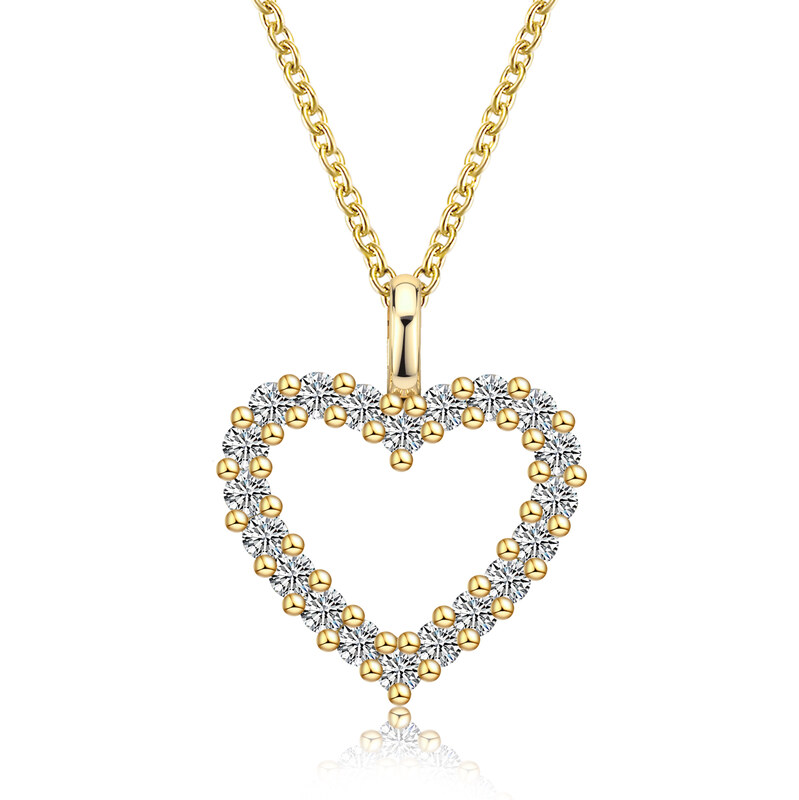 Olivie Stříbrný náhrdelník GOLD 0,6ct MOISSANITE SRDCE 9804