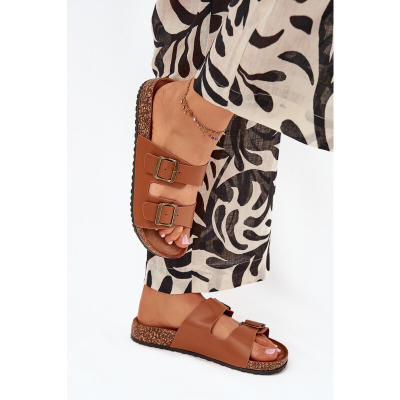 Boto EVENTO Dámské sandály na korkové platformě s přezkami Camel