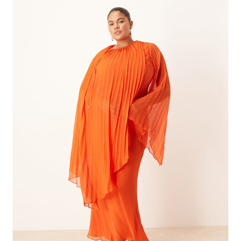ASOS Curve ASOS DESIGN Curve exaggerated pleated sleeve bias maxi 107702509