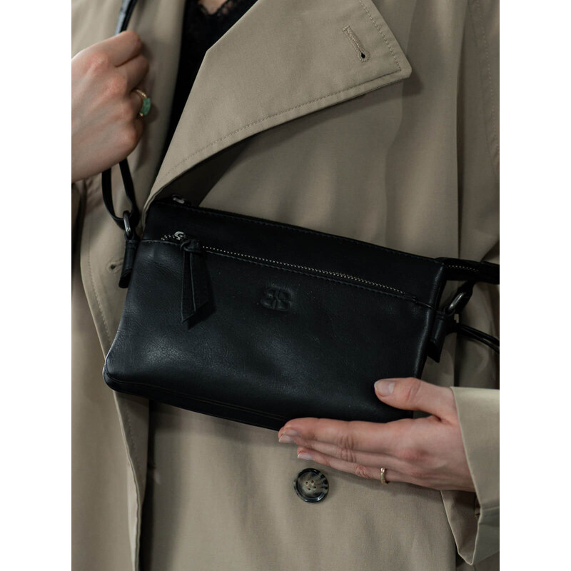 Dámská kožená crossbody kabelka Bellicci Sicilia - černá