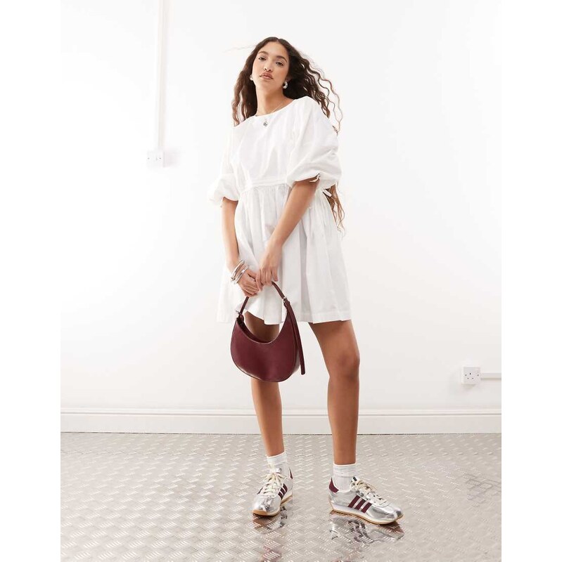 COLLUSION channel detail smock mini dress in white 107703592