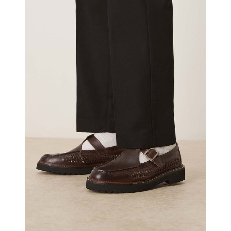 ASOS DESIGN mary jane shoes in brown leather