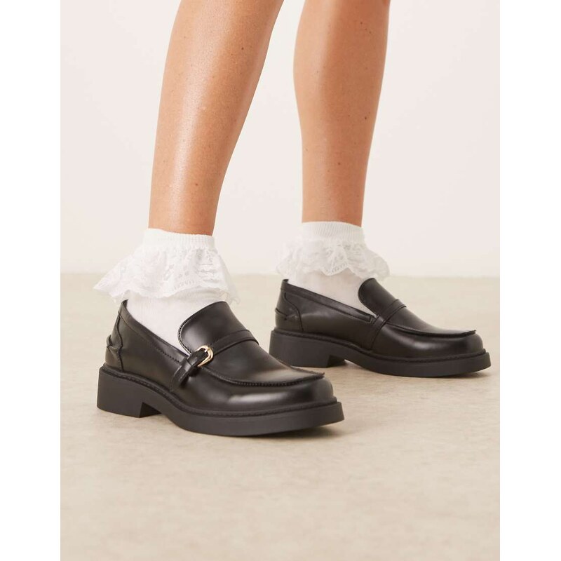 Glamorous loafers with buckle detail in black