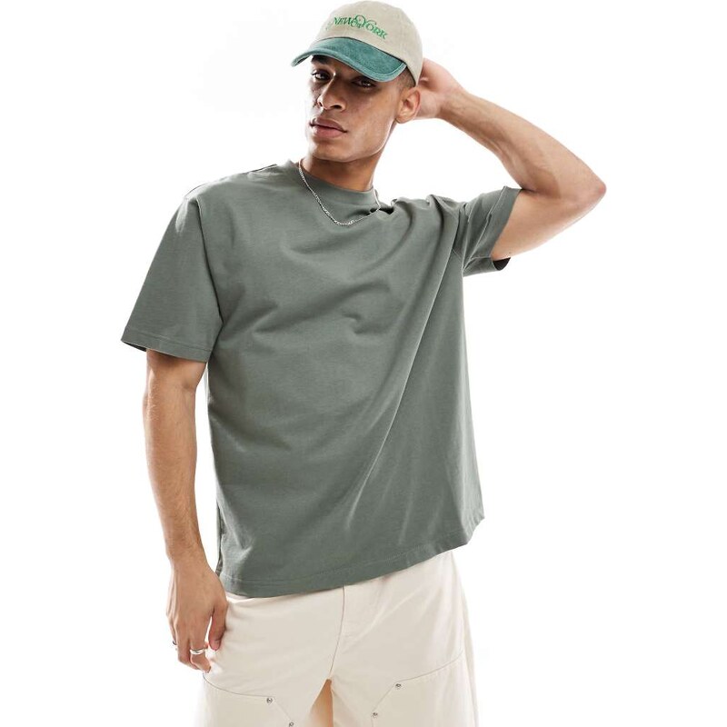 ASOS DESIGN heavyweight relaxed t-shirt in khaki-Green