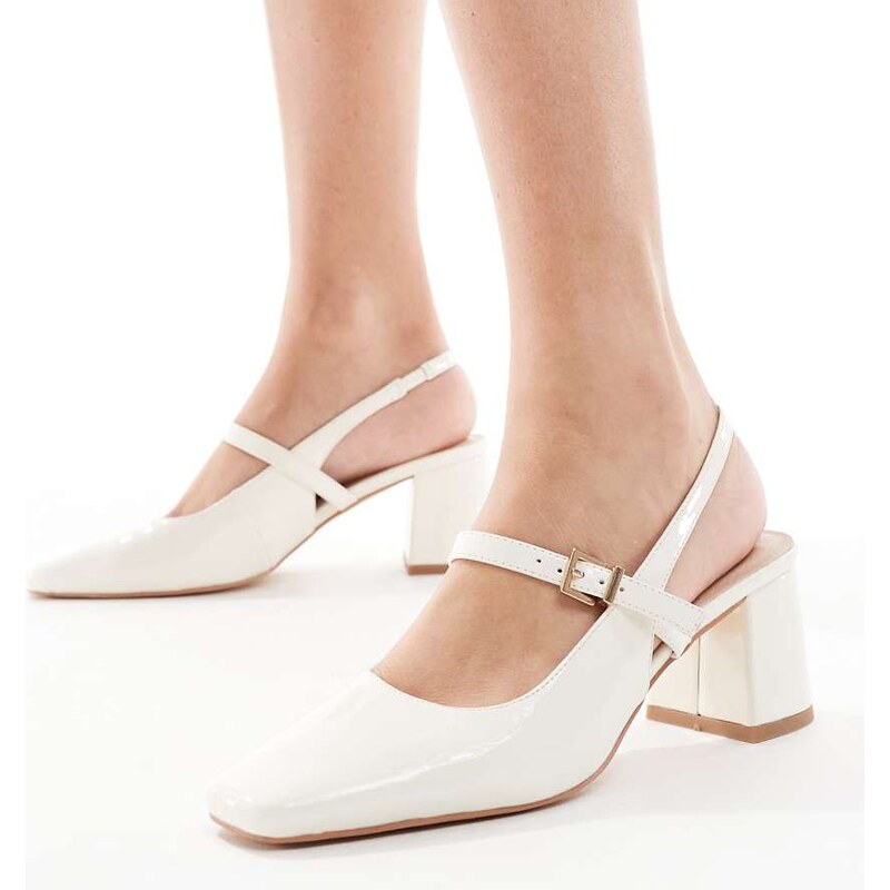 London Rebel Camila buckle detail sling back mid heeled sandals in 115512791