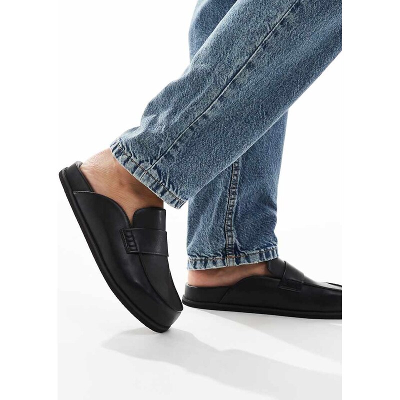 London Rebel Violet slip on mules in black 111336195