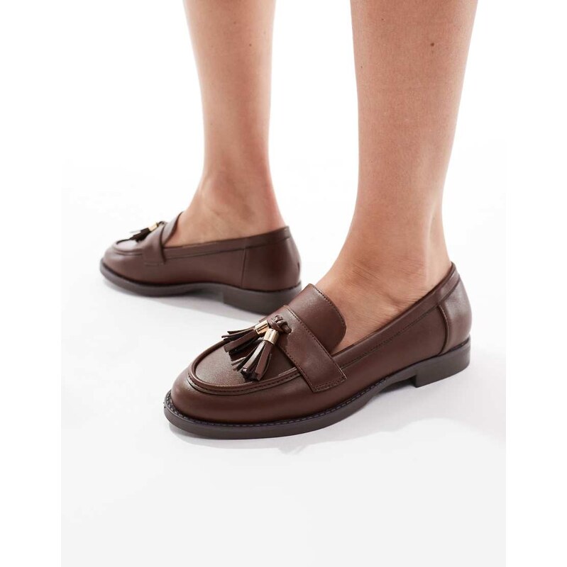 London Rebel Amelia tassel penny loafers in brown