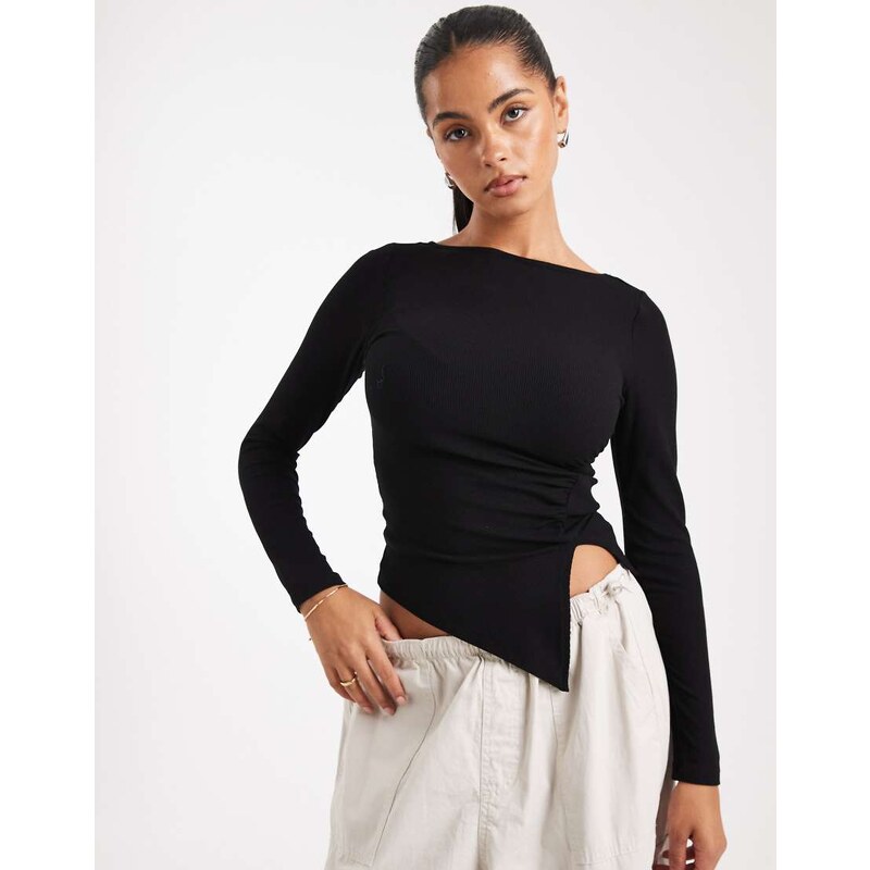 ONLY detail long sleeve top in black