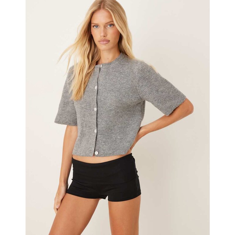 Gina Tricot fold over hotpant shorts in black