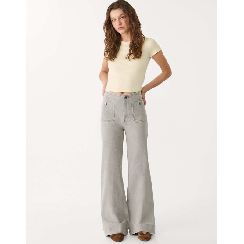 Stradivarius D77 minimalist jeans with pockets in overdyed blue