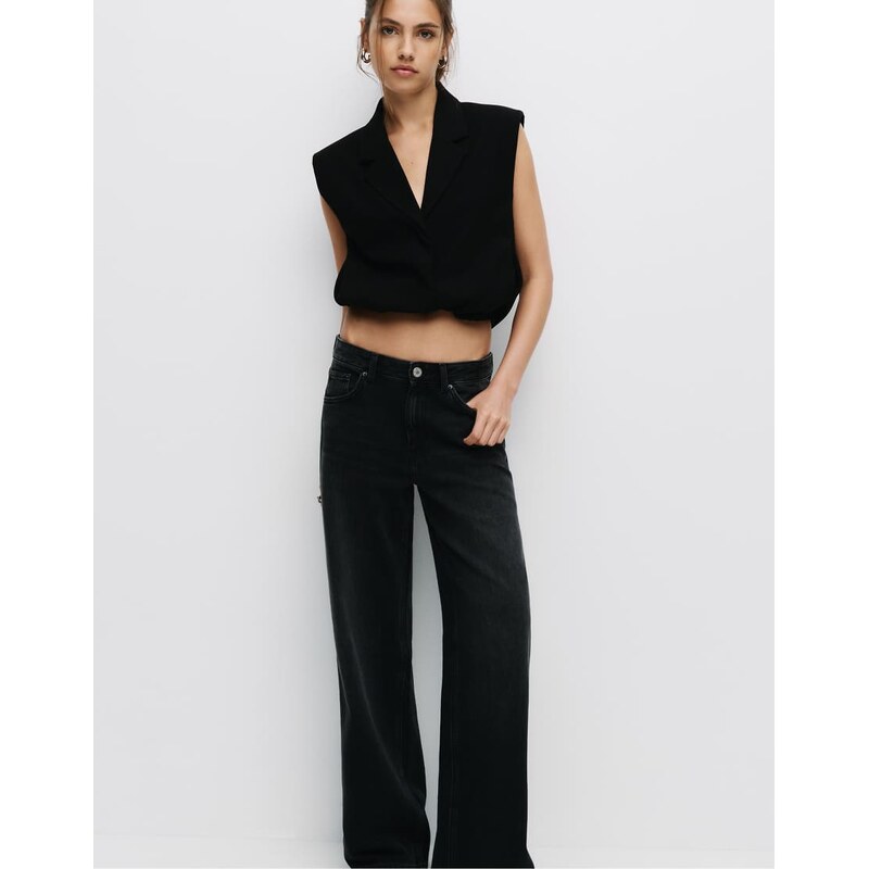 Pull&Bear Loose oversize jeans in black