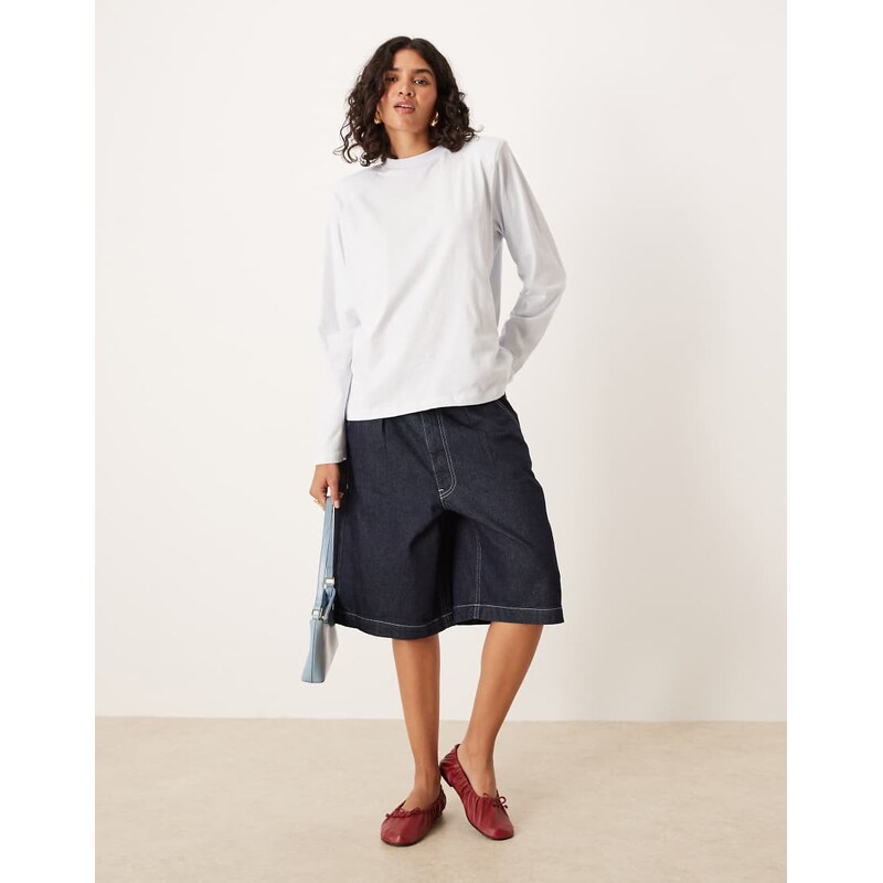 ASOS DESIGN grown on neck long sleeve crew with shoulder pads in