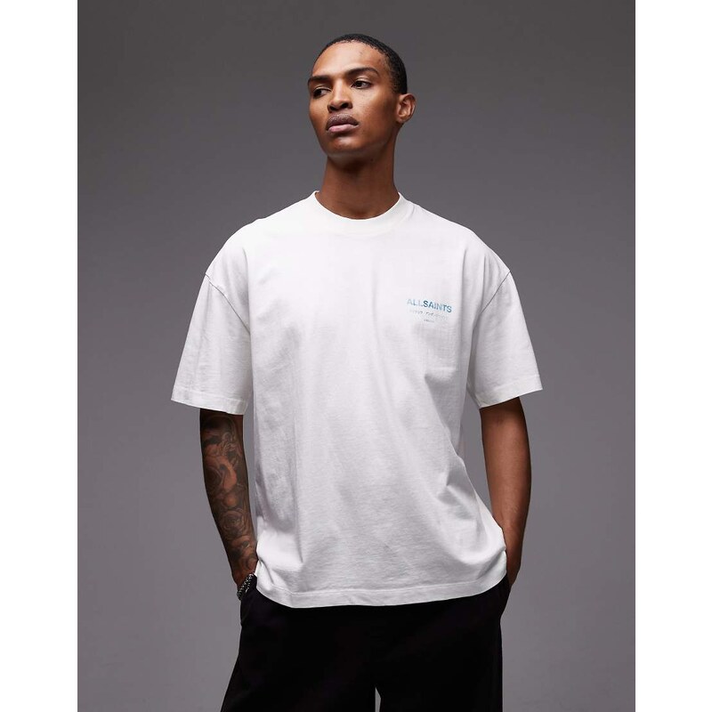 Allsaints underground t-shirt in ashen white/blue