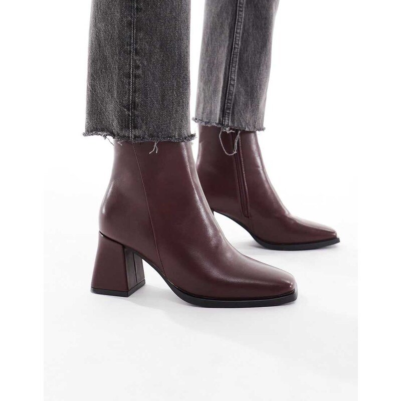 SEQWL block heeled mid ankle boots in cherry-Red 107829611