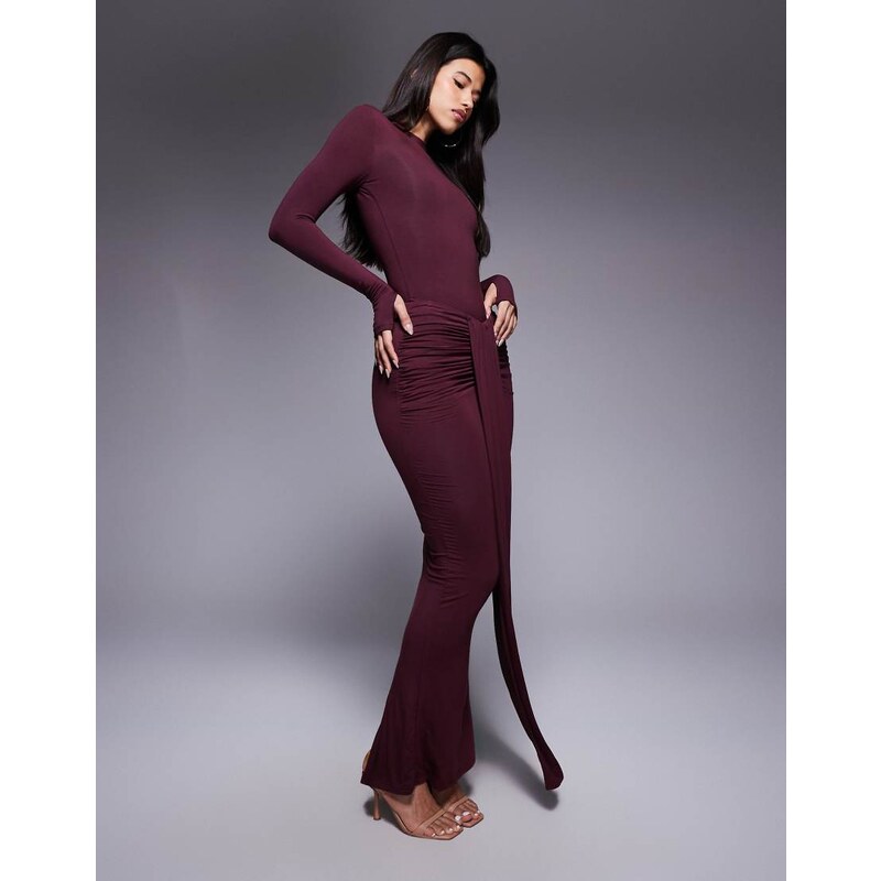 Wanderdoll Nara sculpting second skin drape front maxi skirt co-ord in 107749063