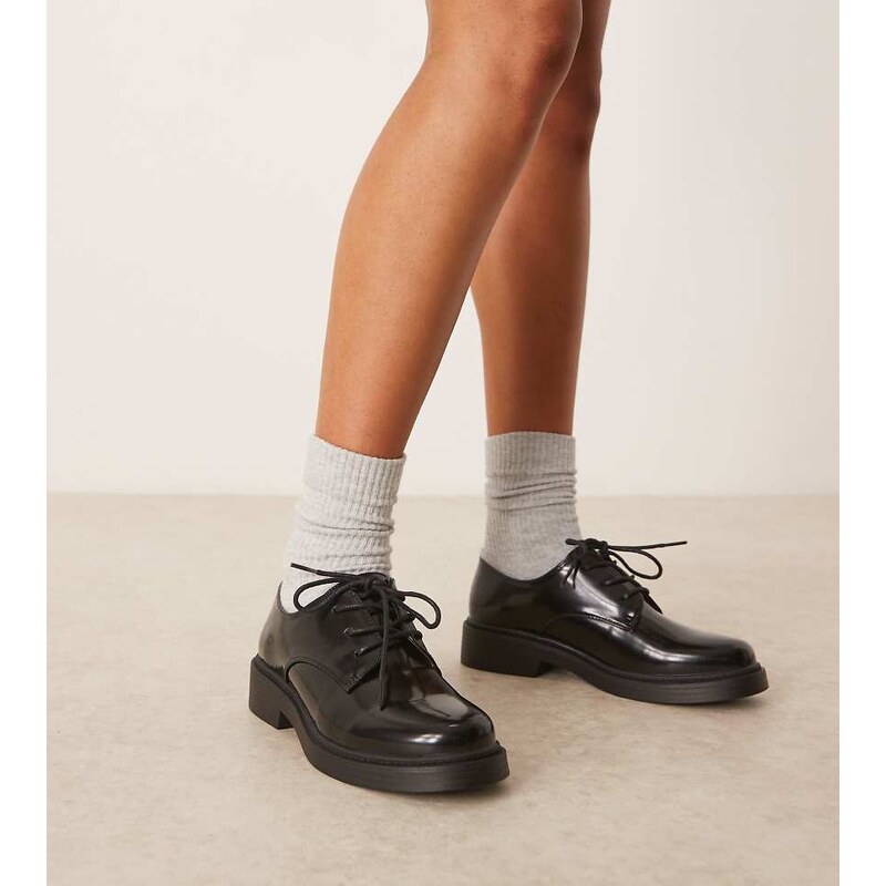 Glamorous Wide Fit derby lace-up shoes in black 107714486