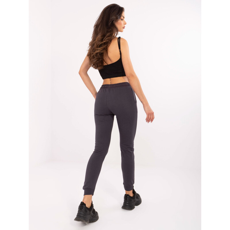 BASIC FEEL GOOD Tmavě šedé stylové tepláky -dark grey Šedá 72770098