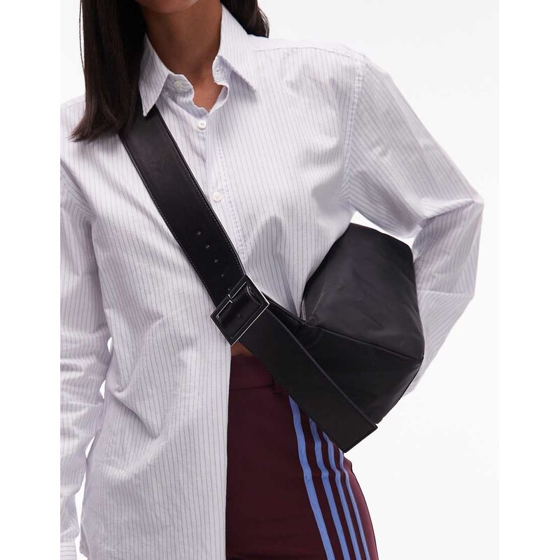 Topshop Kylie nylon cross body with contrast strap in black 107714568