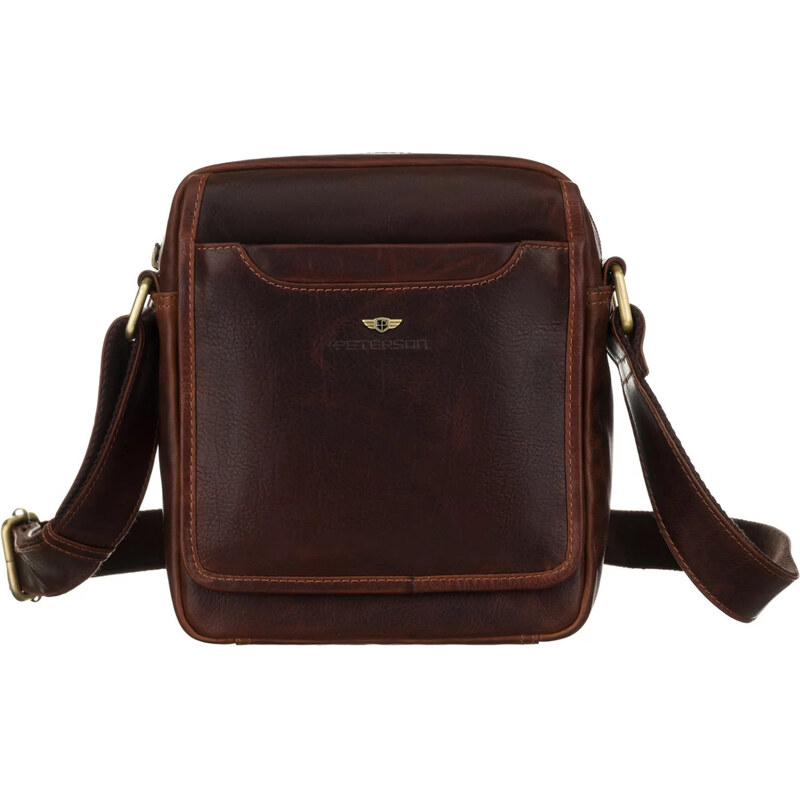 Módní pánská kožená crossbody taška Peterson Pando, koňaková