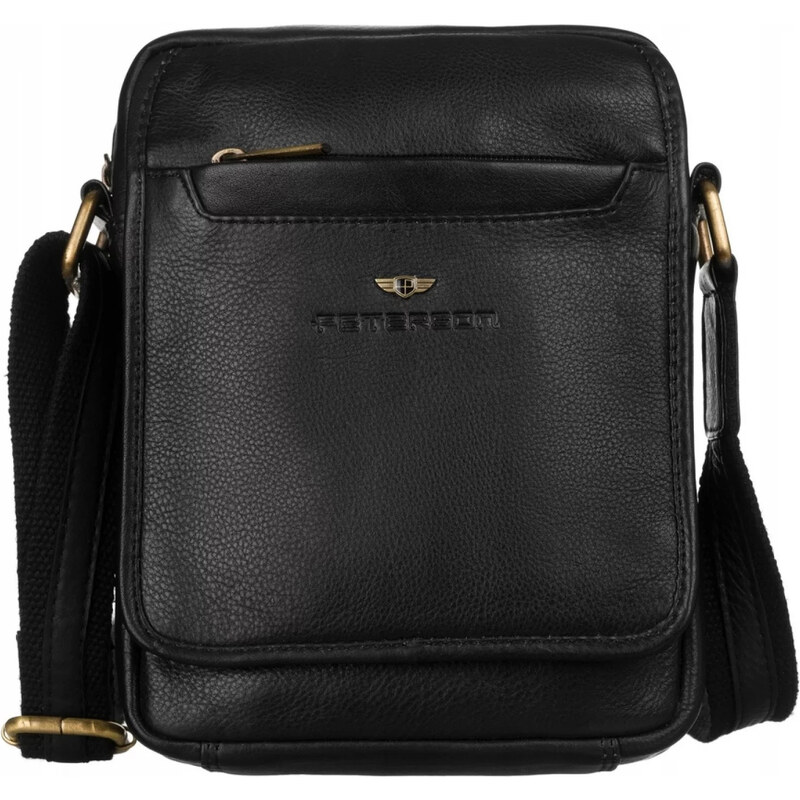 Trendy pánská kožená crossbody taška Peterson Achim, černá