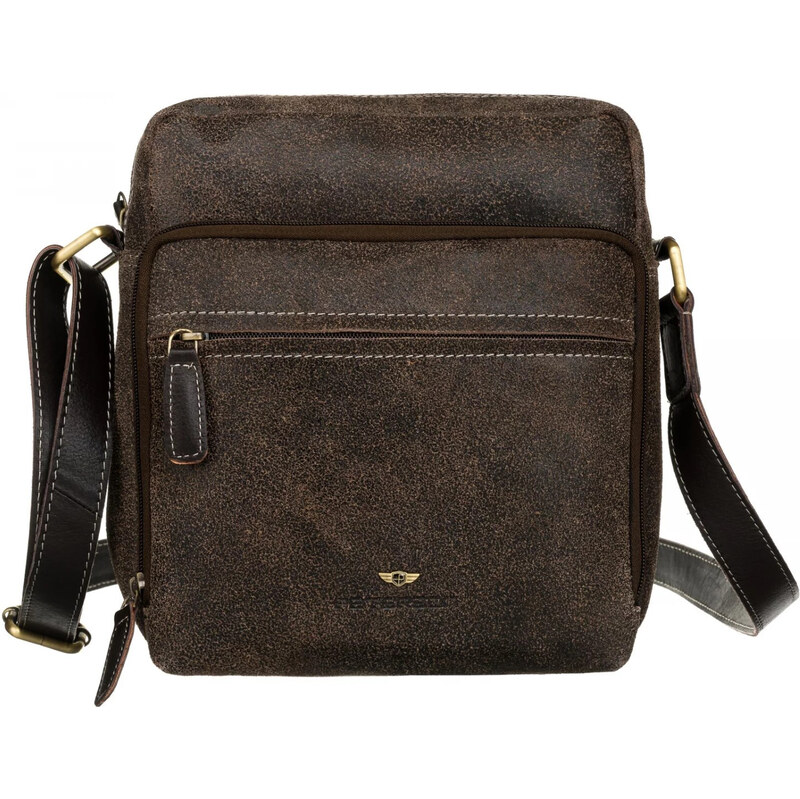 Trendy pánská kožená crossbody taška Peterson Xaver, hnědá