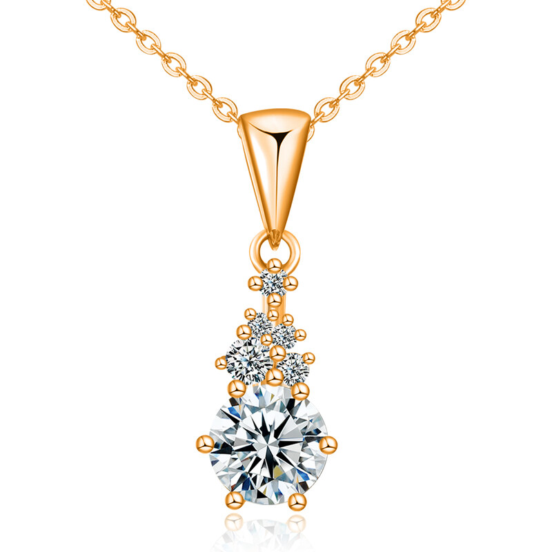 Olivie Stříbrný náhrdelník 1ct MOISSANITE ROSE 9832