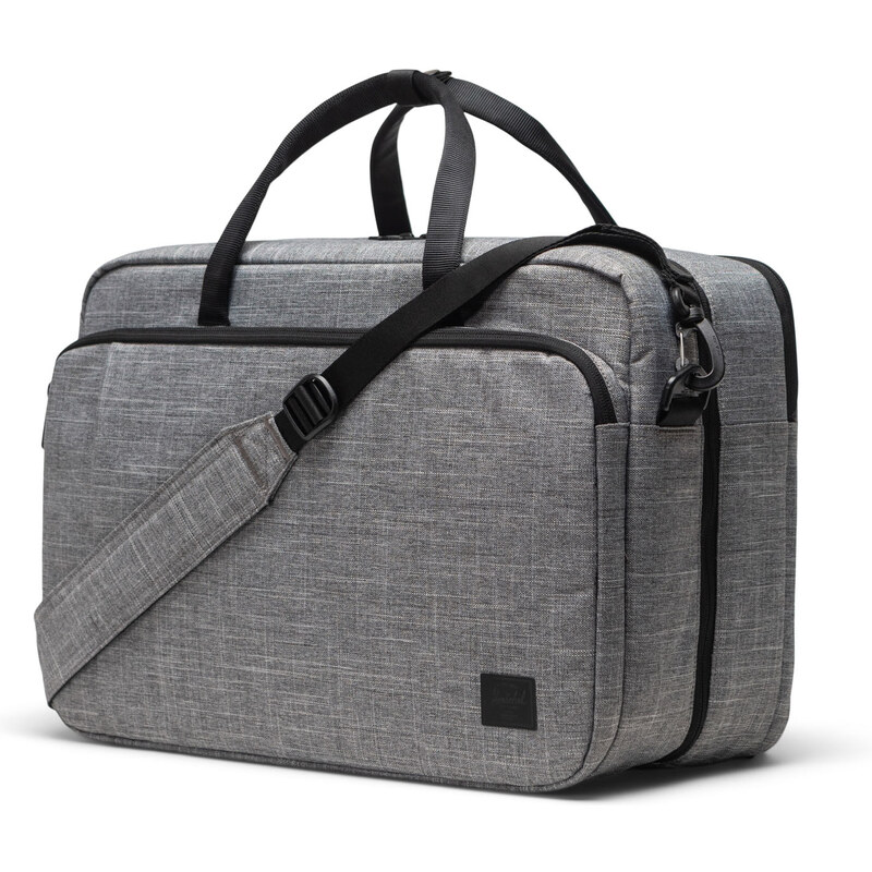 Herschel Bowen Convertible Travel Duffle Tech Raven Crosshatch
