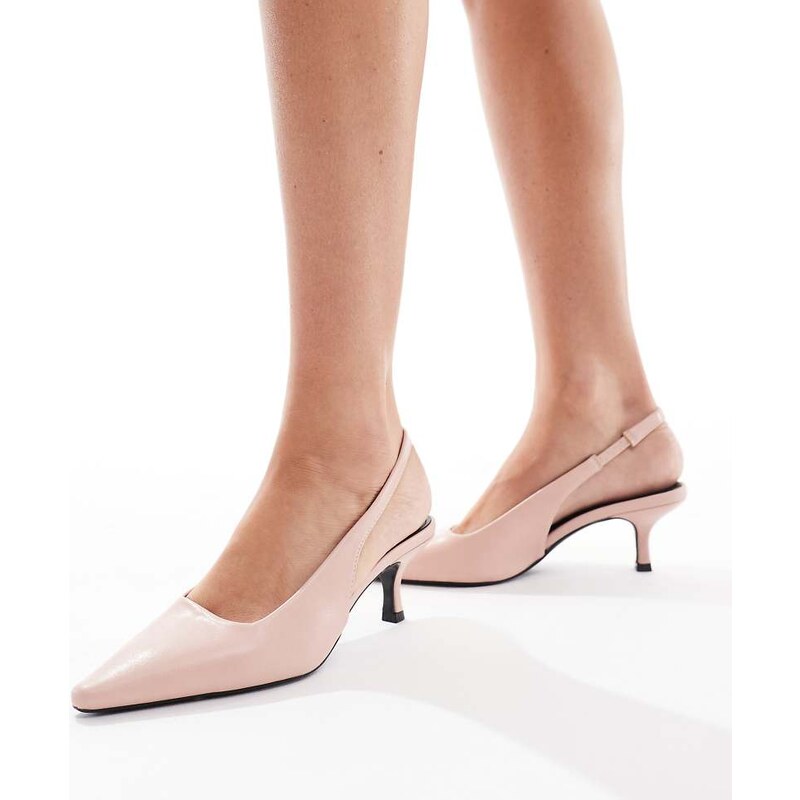 SEQWL Wide Fit Maybach slingback kitten heels in soft pink 115512591