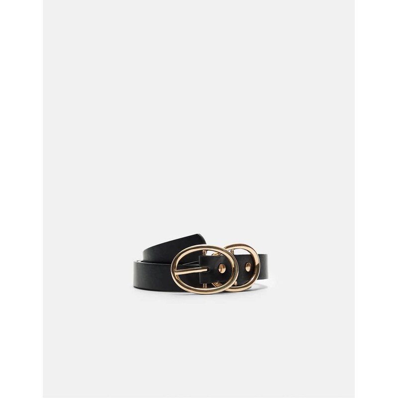 Stradivarius Double buckle belt in black