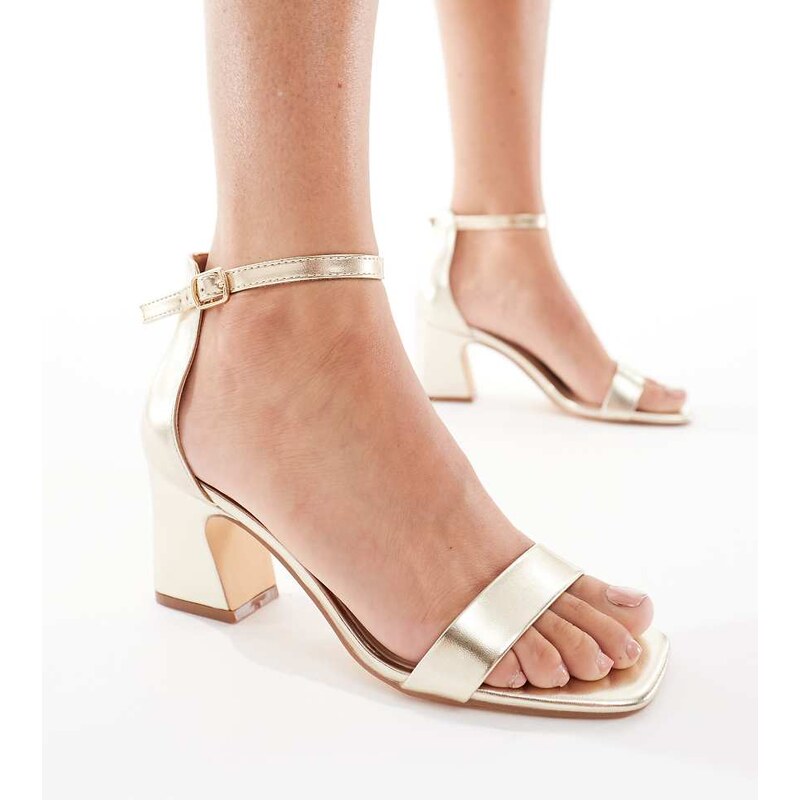 SEQWL Wide Fit Leal heeled sandals in gold