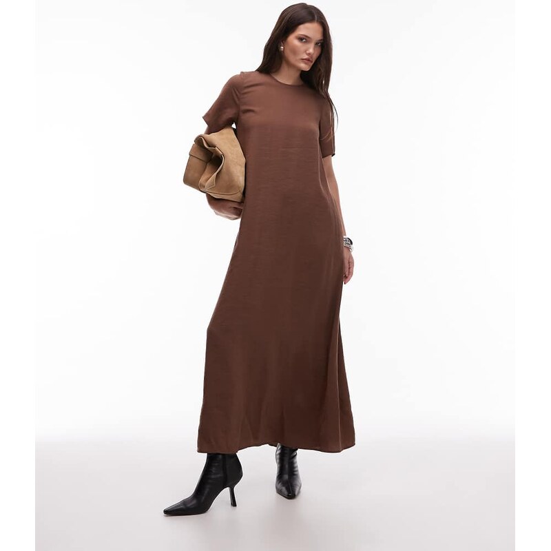 ASOS DESIGN modal trapeze t shirt dress in brown