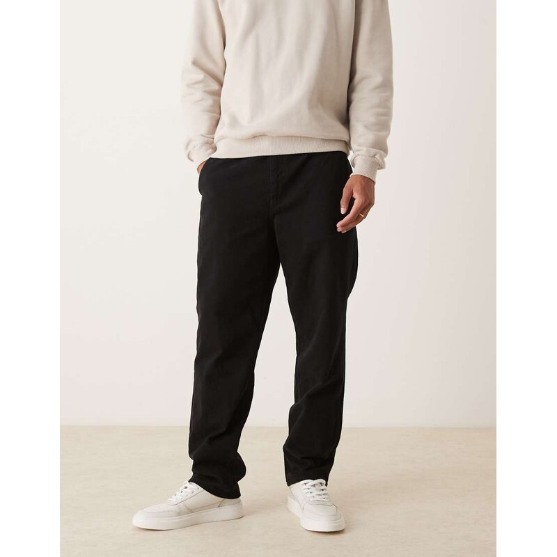 ASOS DESIGN straight pull on chinos in black