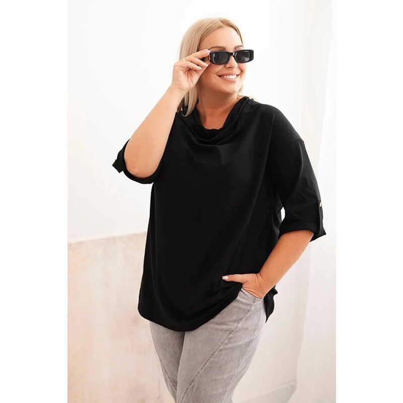 MladaModa Bavlněná oversize halenka s padavým výstřihem model