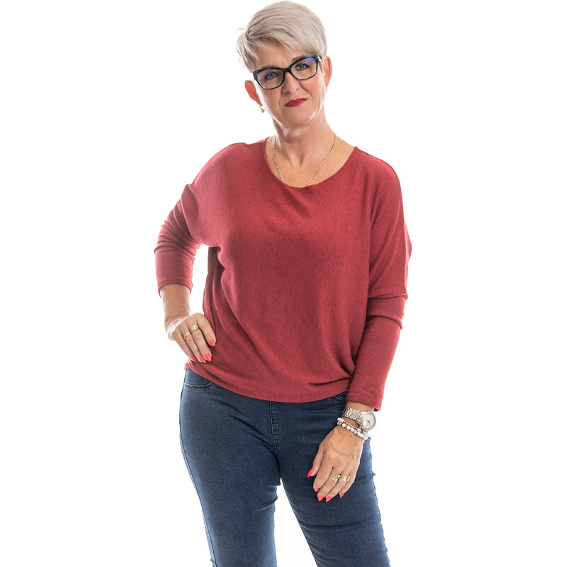 Italy fashion Úpletový top NEVADA Barva: Vínová, Velikost: UNI: M-2XL 107723160