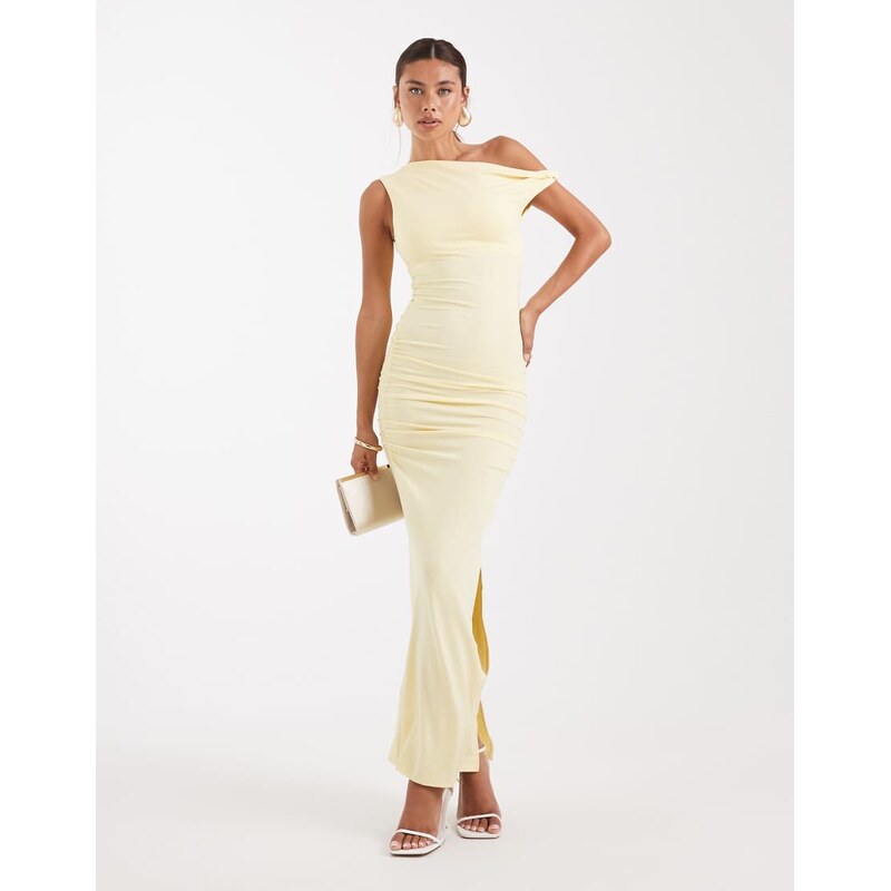 New Look fallen shoulder maxi dress in yellow