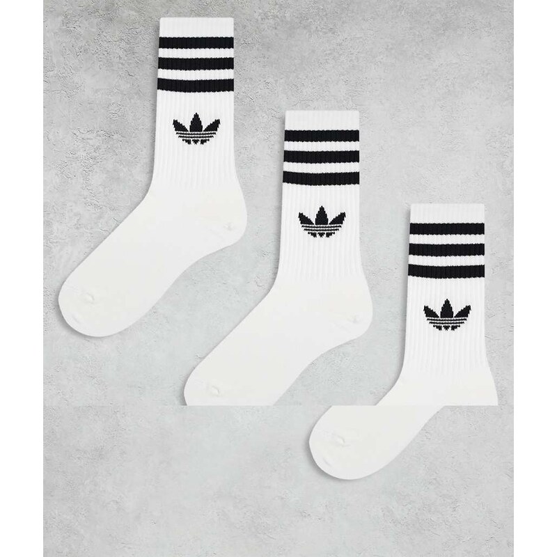 adidas Originals adicolor Trefoil 3 pack crew socks in white 108302107