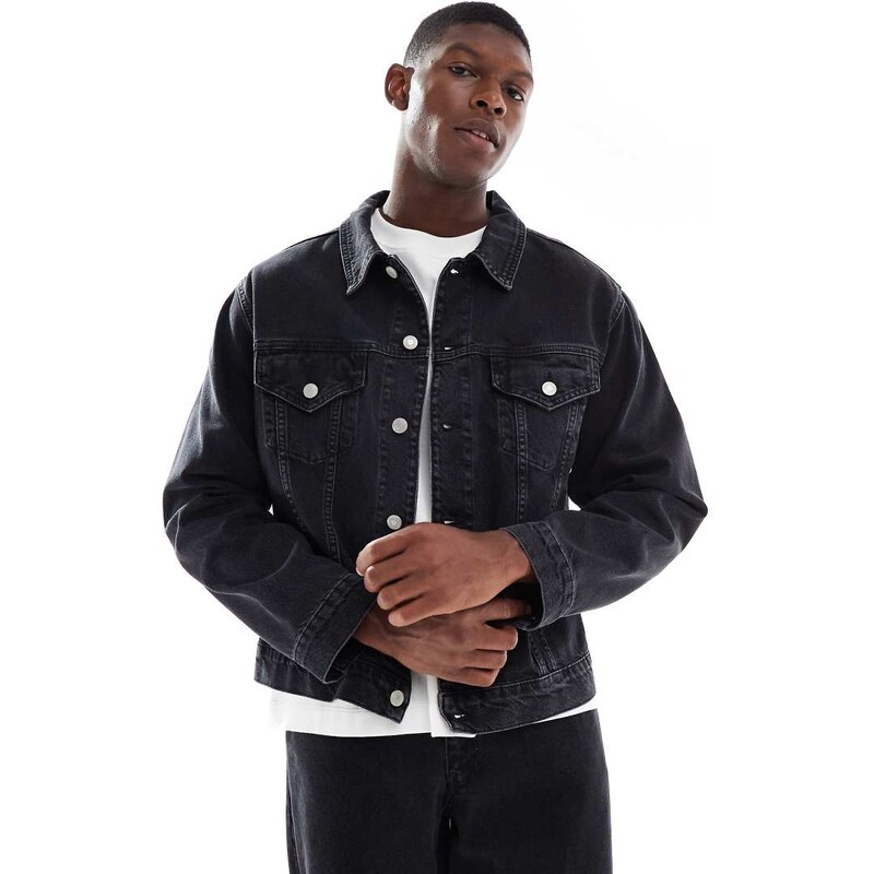 ASOS DESIGN co-ord denim trucker jacket in black