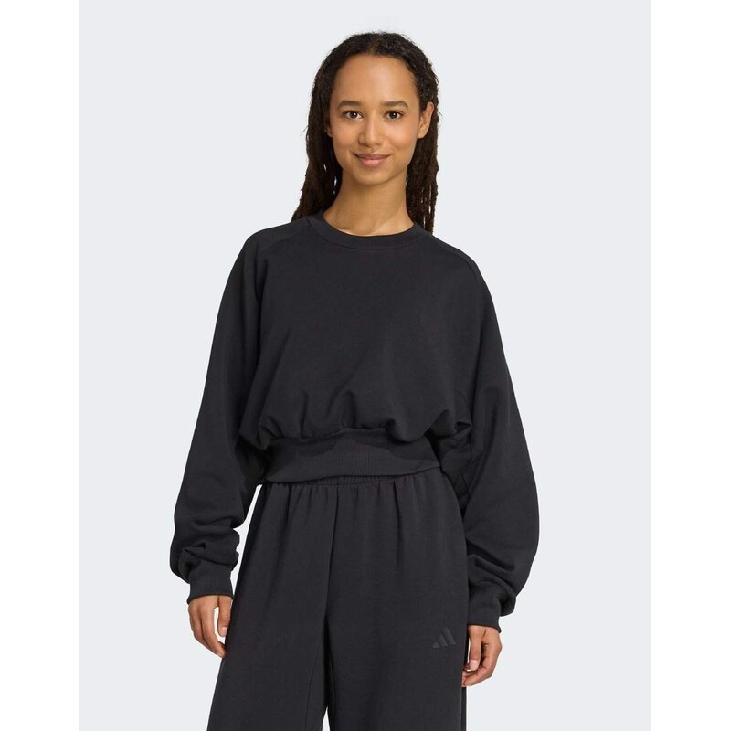 adidas performance Soft lux loose sweatshirt in black 115495731