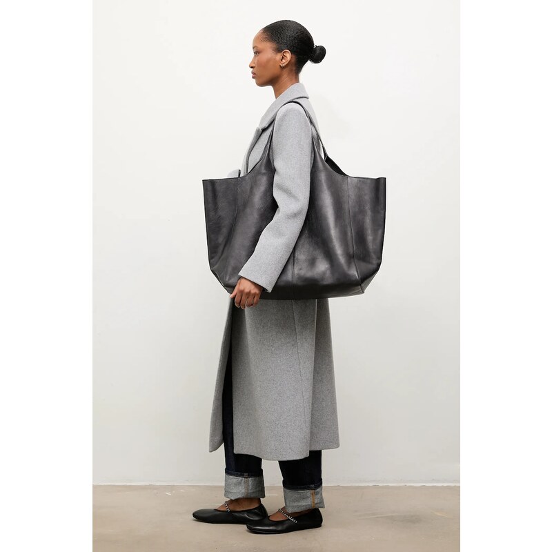 Vlněný kabát Answear.LAB černá barva, dvouřadový