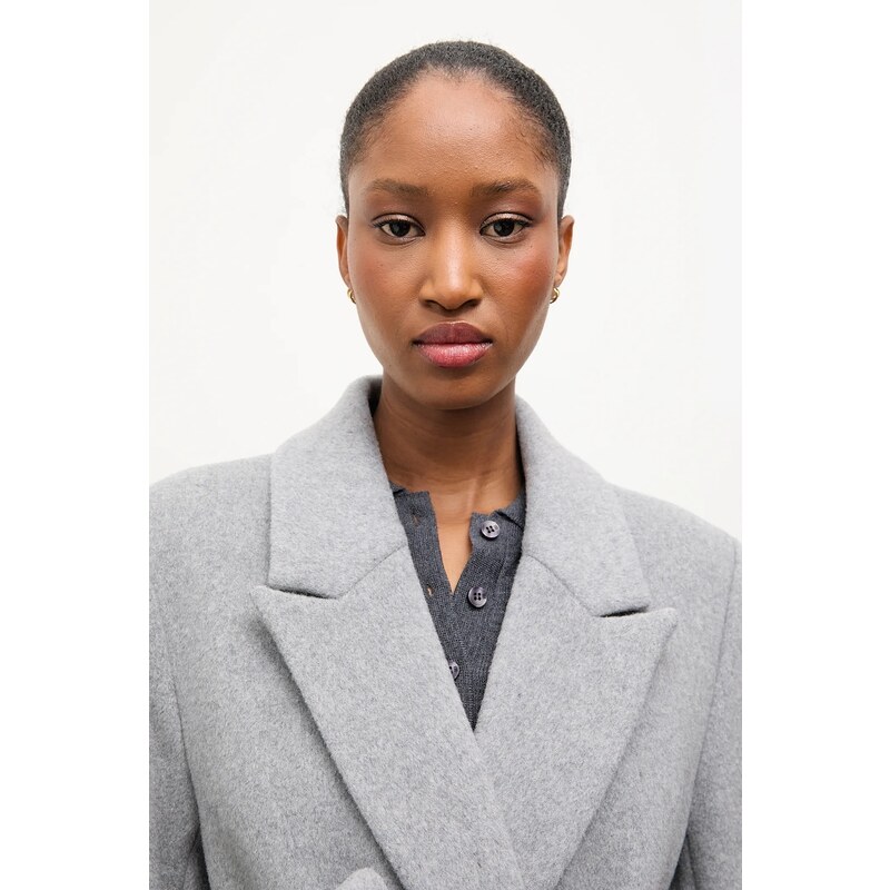 Vlněný kabát Answear.LAB černá barva, dvouřadový