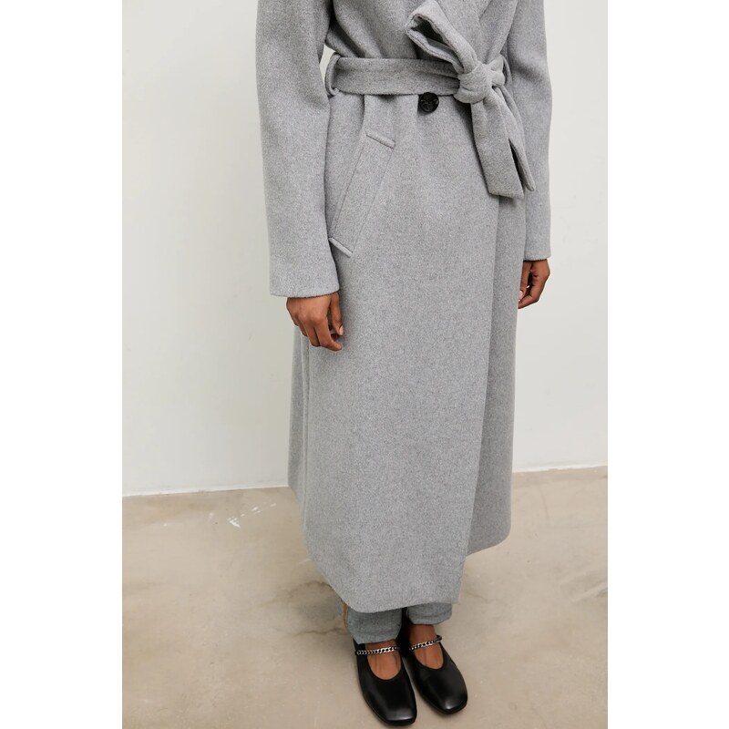 Vlněný kabát Answear.LAB černá barva, dvouřadový