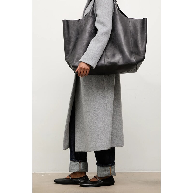 Vlněný kabát Answear.LAB černá barva, dvouřadový